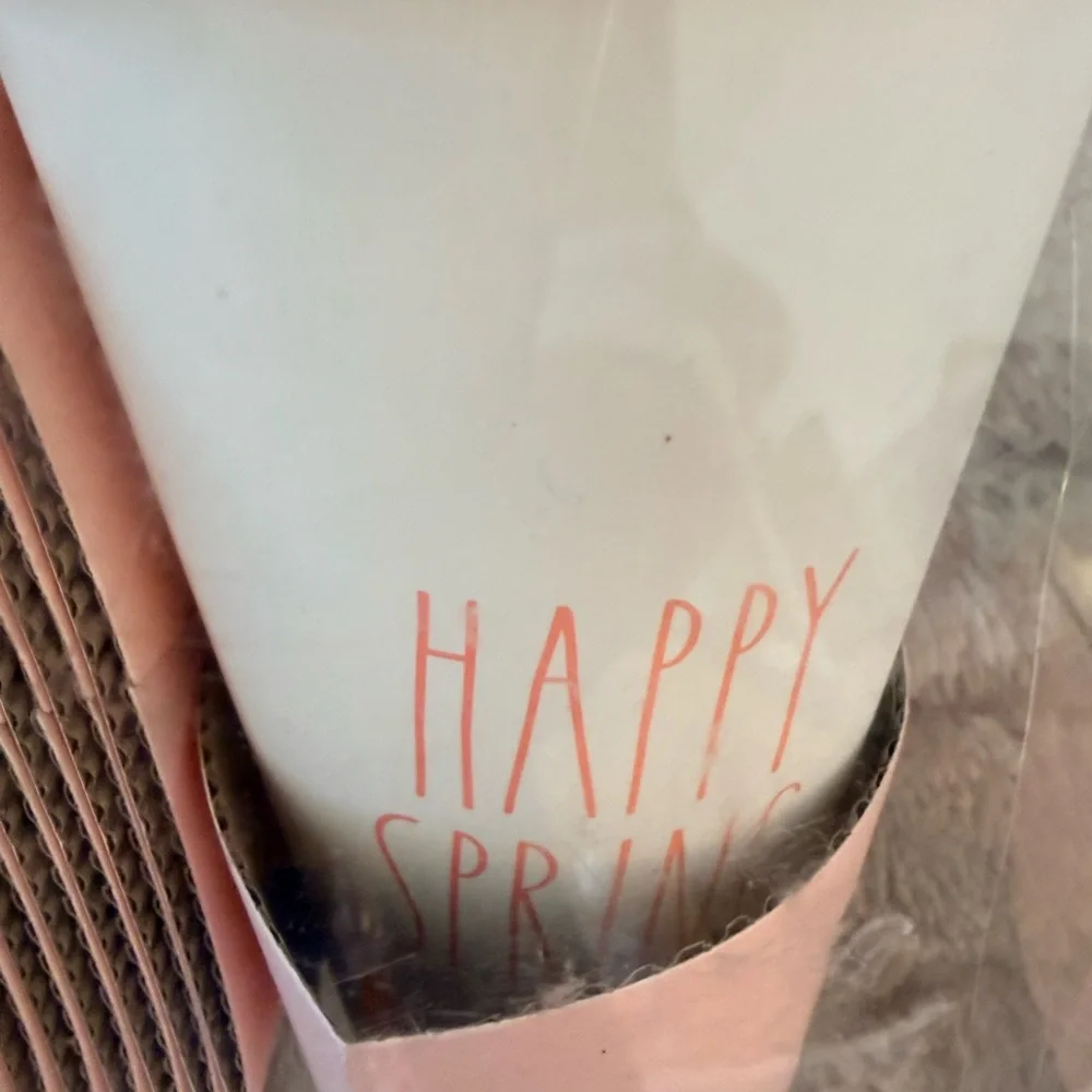 8 Rae Dunn Paper Travel Hot Cocoa Coffee Cups Lids Sleeves Happy Spring 16oz